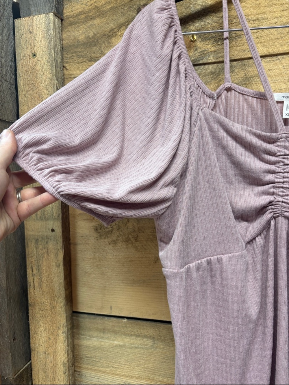 Maurices Ribbed Blouse with Ruched Front - Picture 5 of 7
